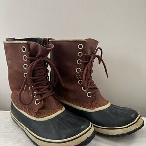 Sorel Women's 1964 Premium Leather Brown and Black Winter Boots